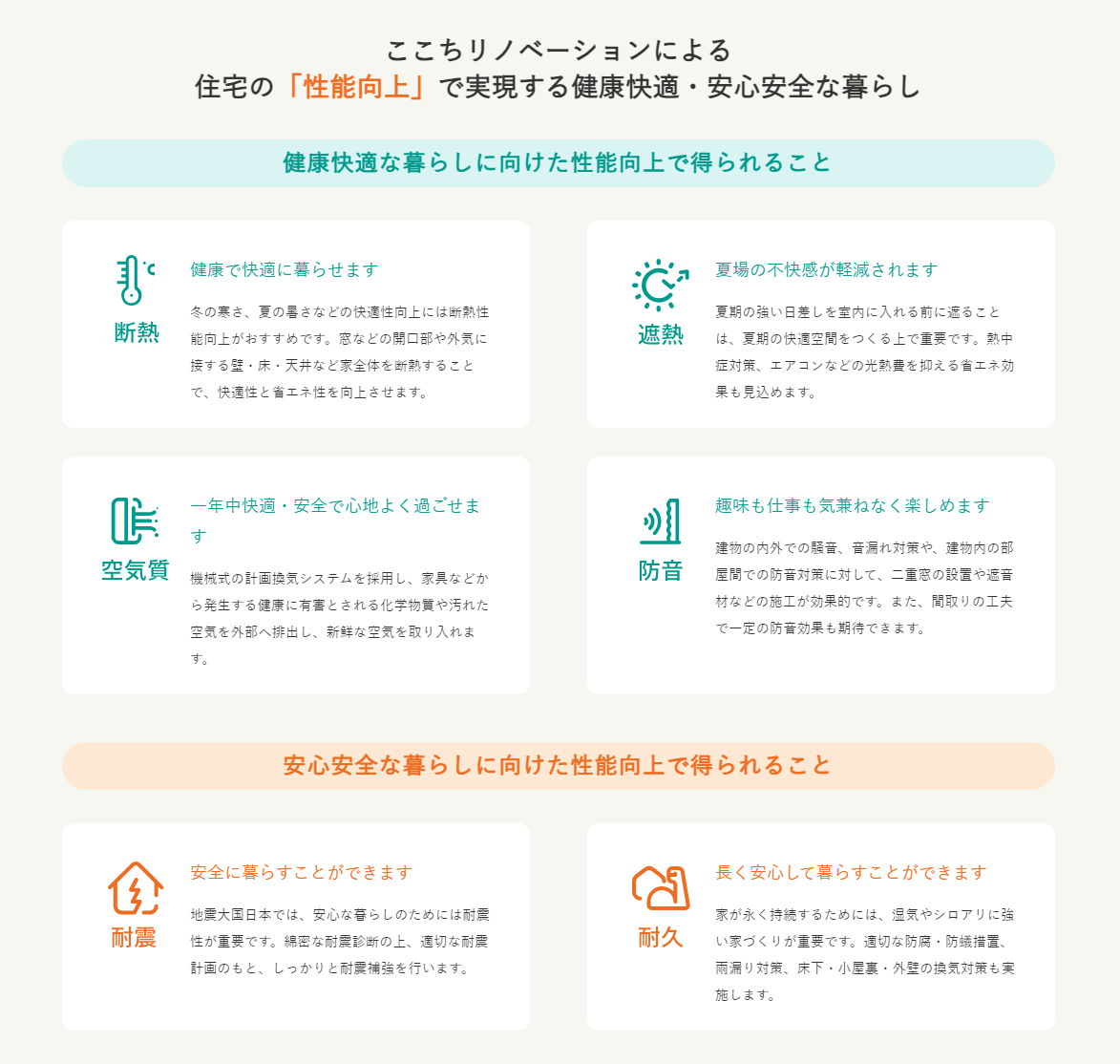 住宅の「性能向上」で実現する健康快適・安心安全な暮らし